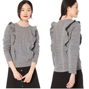 J.Crew Mercantile Ruffle Trimmed Pullover in Gray